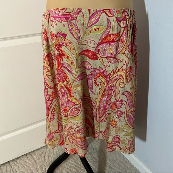 Talbots Pink and Green Floral Midi Skirt - Picture 3 of 5
